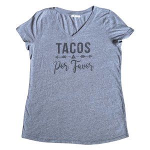 MAURICES " Tacos Por Favor" Graphic Tee- Size Medium